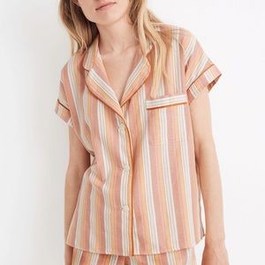 MADEWELL bedtime pajama top in rainbow stripe